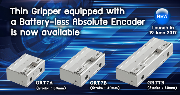 Introduction of slim gripper installed with batteryless absolute encoder.
